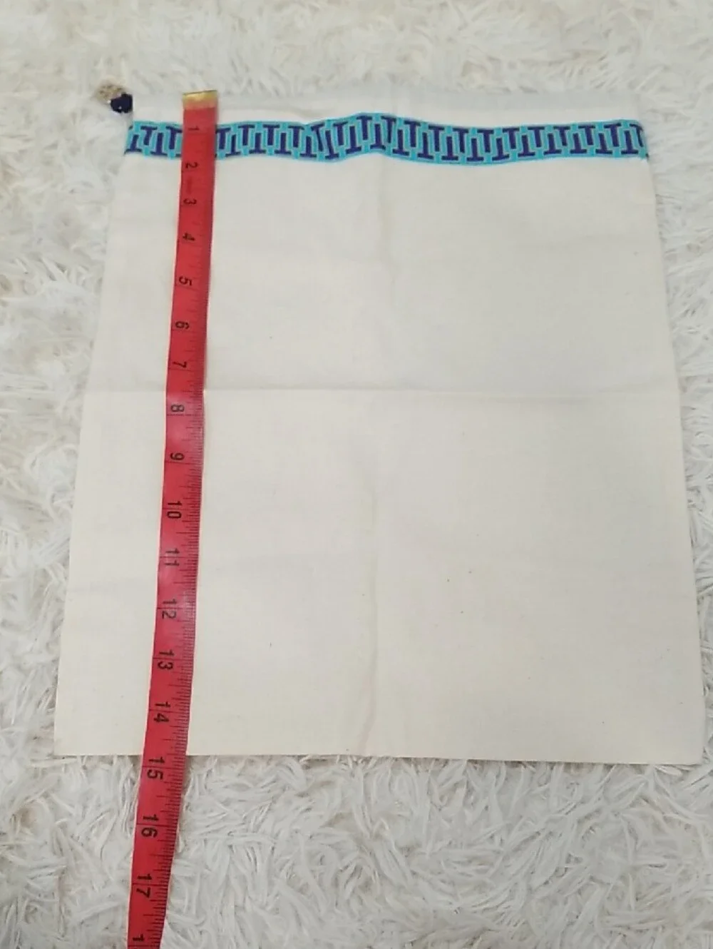 Tory Burch Cream Dust Bag with Blue Trim